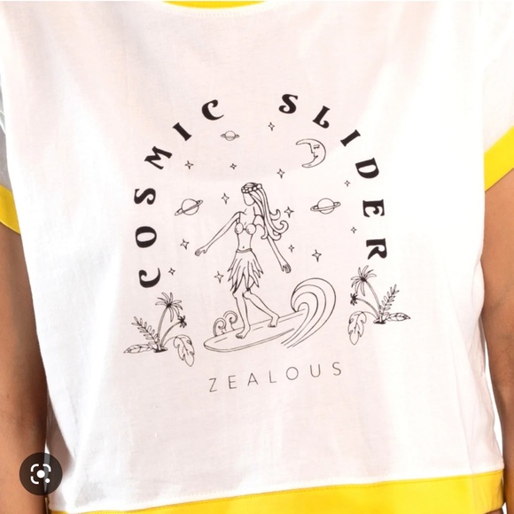 Zealous Cosmic Slider Organic cotton Surf crop Tee ringer - Picture 3 of 13